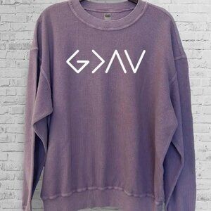 NWT God Is Greater Than  highs and lows Graphic Ribbed Sweatshirt